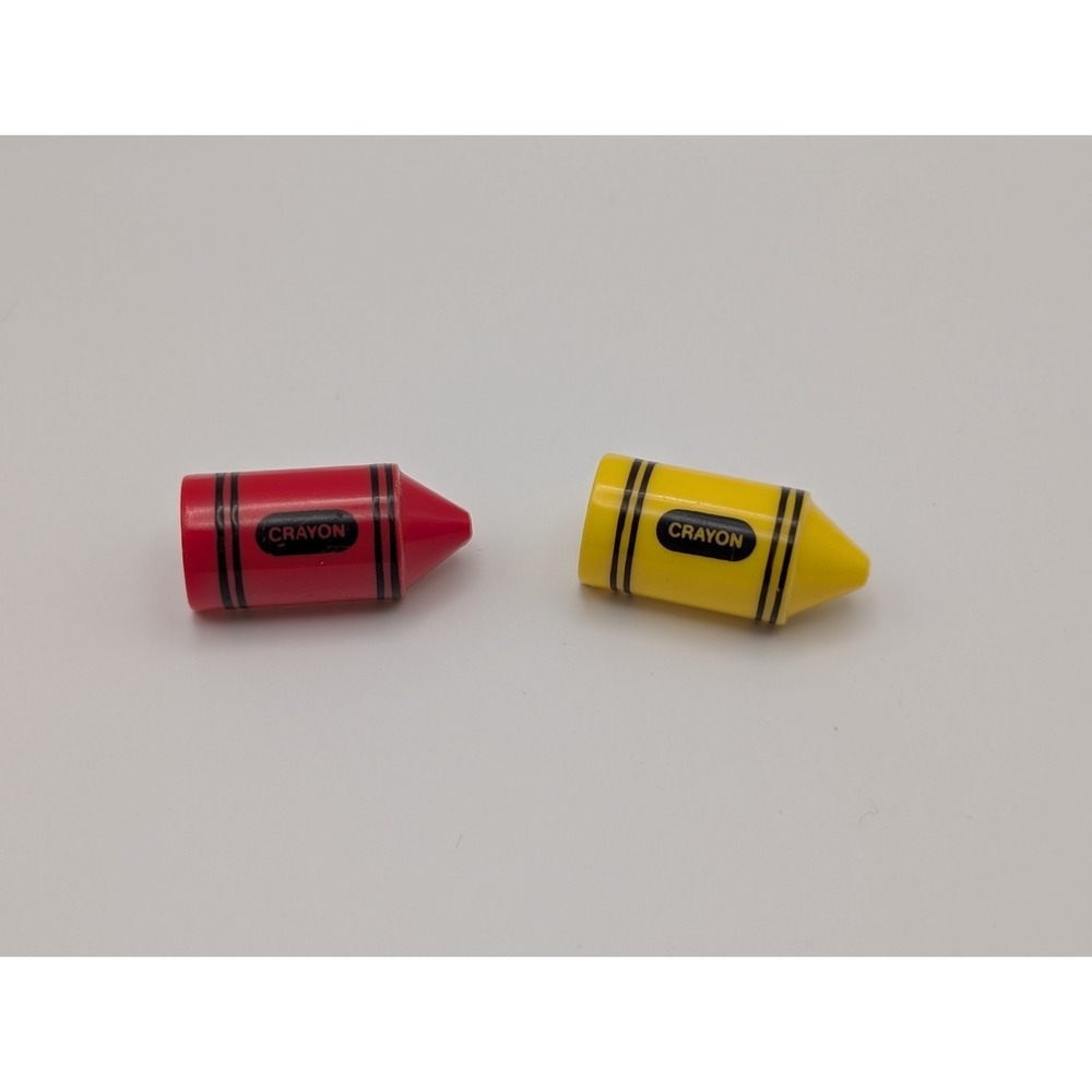 Vintage 1989 Avon Crayon Color Collection Set Of 2 Pins Brooches Red Yellow